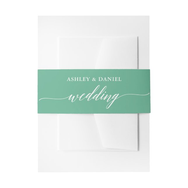 Moderne Kalligrafie Hochzeitneo Mint Einladungsbanderole (Vorderseite Beispiel)