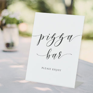 Moderne Kalligrafie Hochzeitpizza-Bar Sockelschild