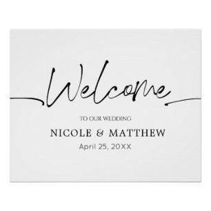 Moderne Kalligrafie-Hochzeitsempfangsschild Poster