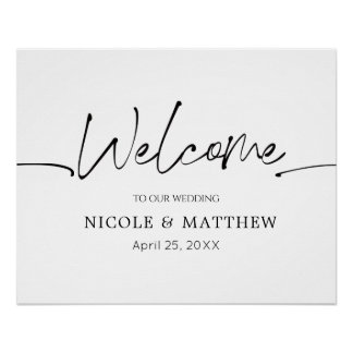 Moderne Kalligrafie-Hochzeitsempfangsschild Poster