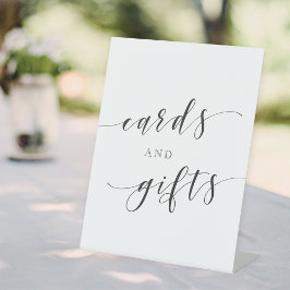 Moderne Kalligrafie-Hochzeitskarten und Geschenke Sockelschild
