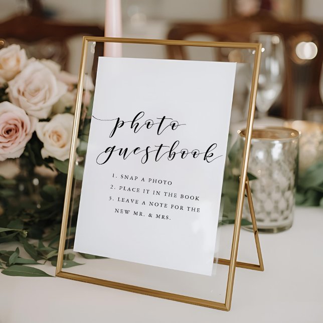 Moderne Kalligrafie Hochzeitsszenario Foto Gästebu Poster (Von Creator hochgeladen)