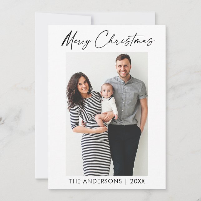 Moderne Kalligrafie-Ink-Script-Foto Weihnachten (Vorderseite)