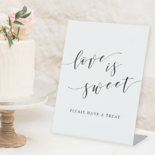 Moderne Kalligrafie Love is Sweet Hochzeitstisch Sockelschild