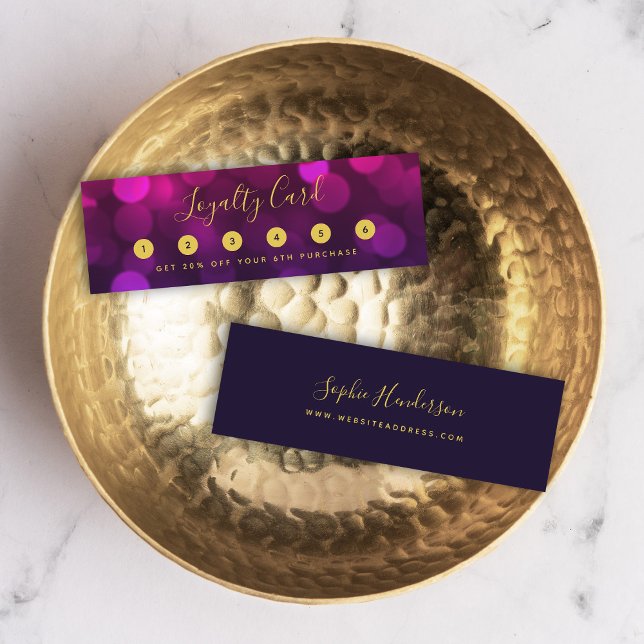 Moderne Kalligrafie Magenta Blue Bokeh Lights Treuekarte (Von Creator hochgeladen)