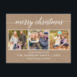 Moderne Kalligrafie MerChristmas Kraft 3 Foto Postkarte<br><div class="desc">Moderne Kalligrafie Script MerChristmas 3 Foto Kraft Holiday Postcard</div>