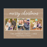 Moderne Kalligrafie MerChristmas Kraft 3 Foto Postkarte<br><div class="desc">Moderne Kalligrafie Script MerChristmas 3 Foto Kraft Holiday Postcard</div>