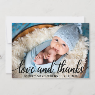 Moderne Kalligrafie Neue Baby-Liebe und Dankkarte Ankündigung