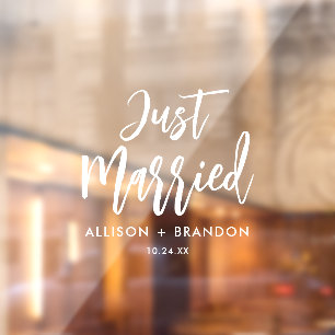 Moderne Kalligrafie nur verheiratet Hochzeitswagen Fensteraufkleber