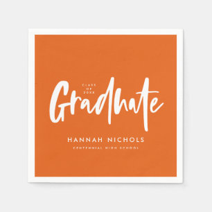 Moderne Kalligrafie-Orange Graduation Party Serviette