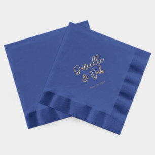 Moderne Kalligrafie-Paarnamen Individuelle Hochzei Servietten Mit Folie