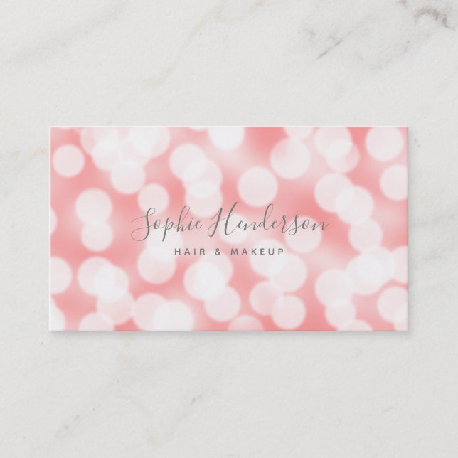 Moderne Kalligrafie Pink Champagne Bokeh Lights Visitenkarte (Vorderseite)