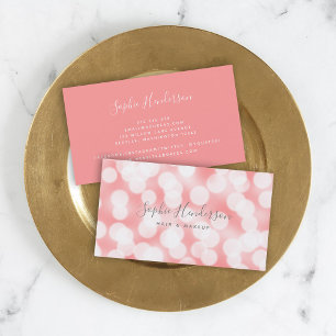 Moderne Kalligrafie Pink Champagne Bokeh Lights Visitenkarte