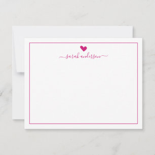 Moderne Kalligrafie Pink Herz Personalisiert Mitteilungskarte