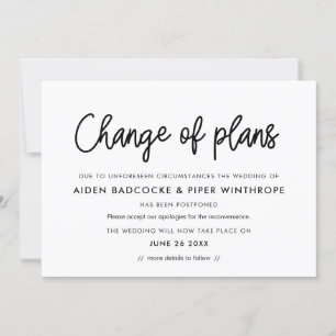 Moderne Kalligrafie Planänderung Hochzeitsupdate Einladung