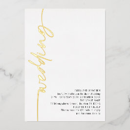 Moderne Kalligrafie QR Code Wedding Real Foil Invi Folieneinladung
