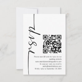 Moderne Kalligrafie QR Code Wedding RSVP Karte