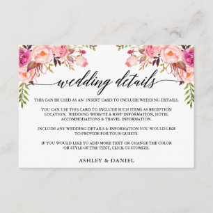 Moderne Kalligrafie Rosa Blumenzettel Begleitkarte