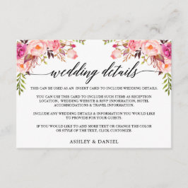 Moderne Kalligrafie Rosa Blumenzettel Begleitkarte