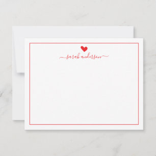 Moderne Kalligrafie rotes Herz personalisiert Mitteilungskarte