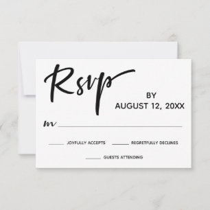 Moderne Kalligrafie-RSVP mit goldener Streifenrück RSVP Karte