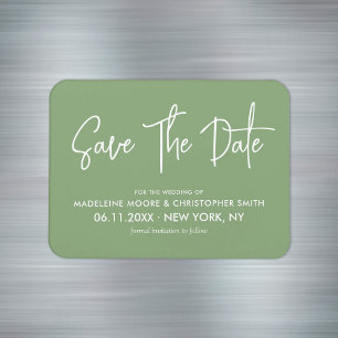 Moderne Kalligrafie Sage Green Save-the-Date-Karte Magnet