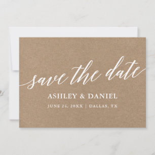 Moderne Kalligrafie Save the Date Kraft Card Dankeskarte