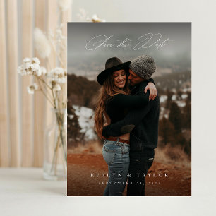 Moderne Kalligrafie-Schrift-Foto-QR-Code-Hochzeit Einladung
