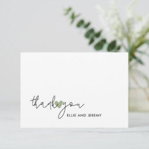 Moderne Kalligrafie-Schriftart Sage Green Herz Hoc Dankeskarte