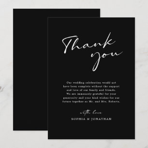 Moderne Kalligrafie Schwarz-Weiß Einfache Hochzeit Dankeskarte