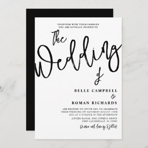 Moderne Kalligrafie Script Black & White Wedding Einladung
