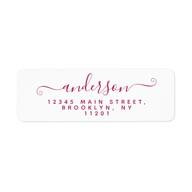 Moderne Kalligrafie Script Burgundy Red Nachname (Vorne)
