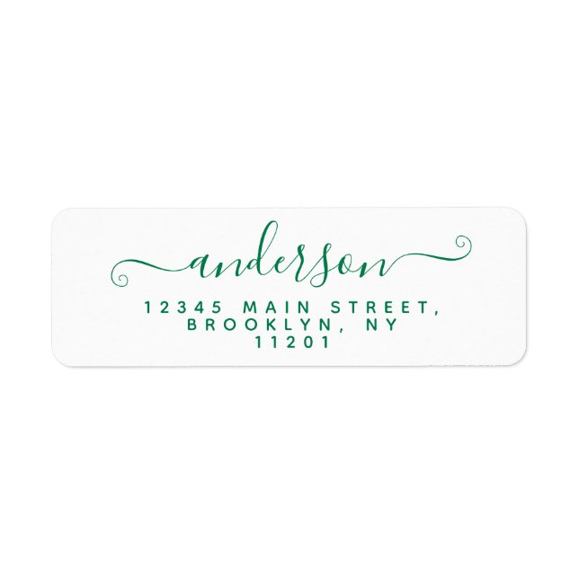Moderne Kalligrafie Script Classic Green Nachname (Vorne)