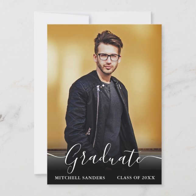 Moderne Kalligrafie Script Grad Foto Ankündigung (Vorderseite)