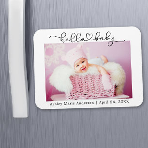 Moderne Kalligrafie Script Heart Hello Baby Magnet