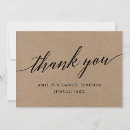 Moderne Kalligrafie Script Kraft Wedding Dankeskarte
