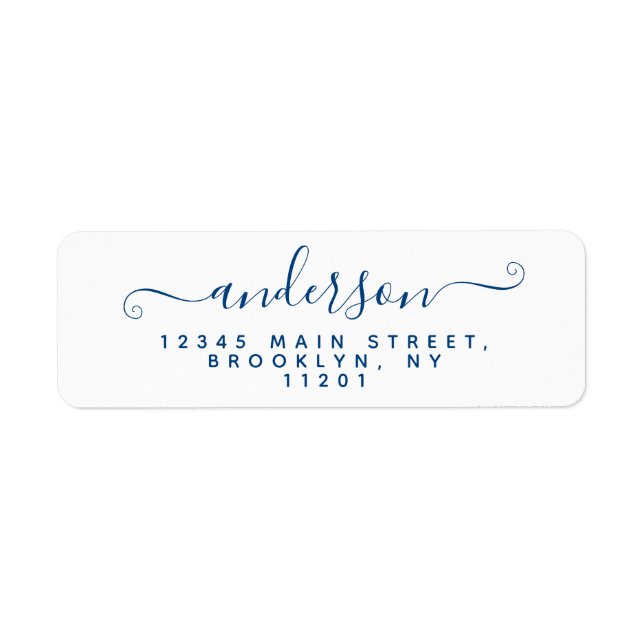 Moderne Kalligrafie Script Navy Blauer Nachname (Vorne)