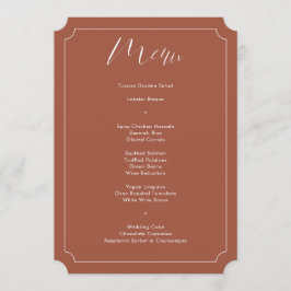 Moderne Kalligrafie Script Terracotta Wedding Menükarte