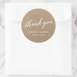 Moderne Kalligrafie Script Wedding Kraft Runder Aufkleber