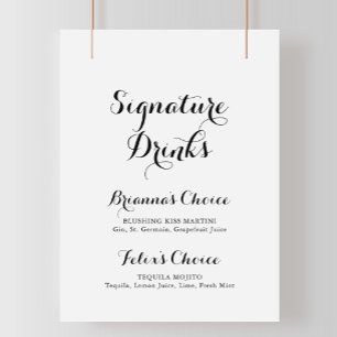 Moderne Kalligrafie-Signature-Drinks-Schild Poster