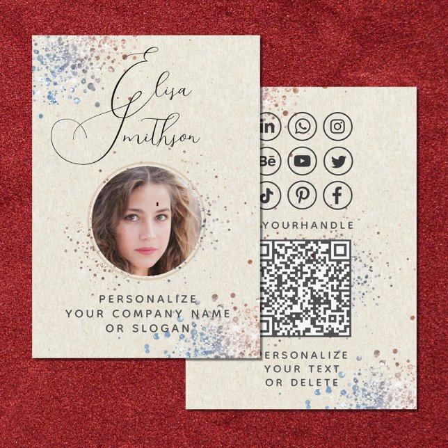 Moderne Kalligrafie Social Media QR Code Foto hinz Visitenkarte (Von Creator hochgeladen)