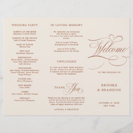 Moderne Kalligrafie Terracotta Boho Hochzeitsprogr