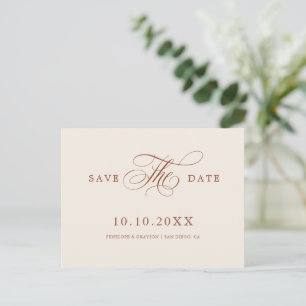 Moderne Kalligrafie Terracotta Boho Save the Date Postkarte