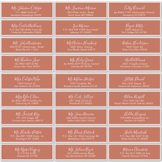 Moderne Kalligrafie Terracotta Wedding Aufkleber (Vorderseite)