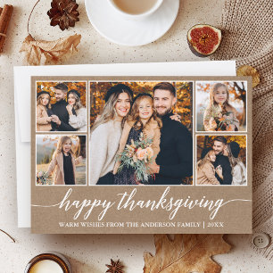 Moderne Kalligrafie Thanksgiving Kraft 5 Foto Feiertagskarte