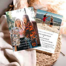 Moderne Kalligrafie Twin Graduate Foto Abschluss Einladung