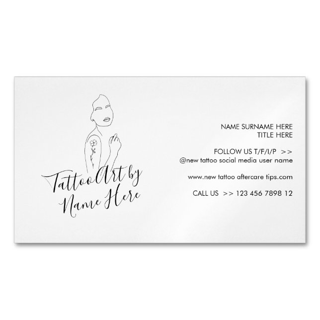 Moderne Kalligrafie-Typografie für Tattoos Magnetische Visitenkarte (Vorderseite)
