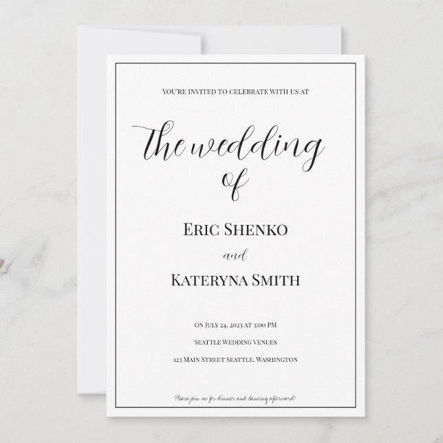 Moderne Kalligrafie und Einladung zur Hochzeit von (Vorderseite)