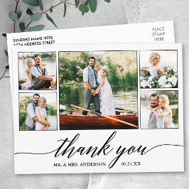 Moderne Kalligrafie Wedding 5 Foto Vielen Dank Postkarte