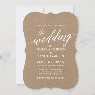 Moderne Kalligrafie Wedding Kraft Einladung
